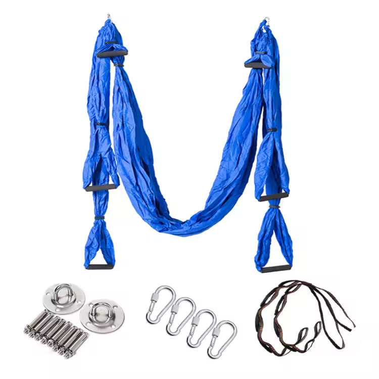 Aerial Yoga Hammock Swing Set Anti-Gravity Yoga Sling Inversion Therapy Stretching Fitness Kit for Indoor & Outdoor Use